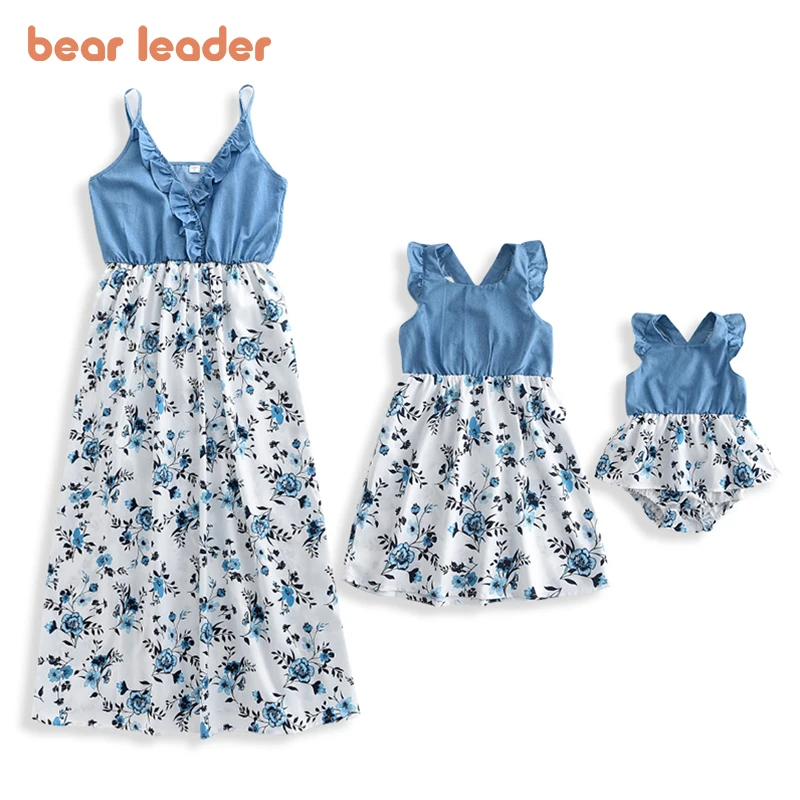 

Bear Leader Summer Father Mother Girls Boys Flower Dress Family Matching Outfit Mom Girls Baby Patchwork Fashion Dresses Clothes