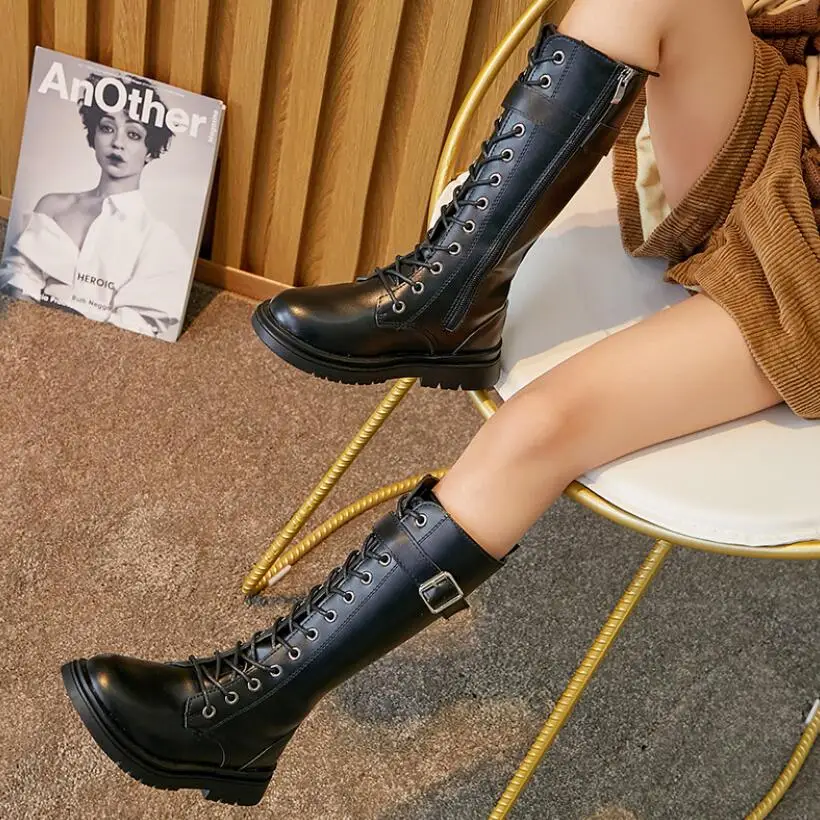 Ботинки для девочек Новинка осени 2020 года Модные детские сапоги Martin до колена