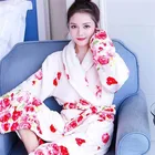 Зимние ночные платья, женская Фланелевая пижама, пикантный популярный мультяшный халат с поясом и длинным рукавом, теплая Милая женская одежда большого размера