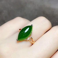 black angel 2020 new olives shaped 24k gold green chalcedony adjustable ring for women fashion wedding jewelry christmas gift