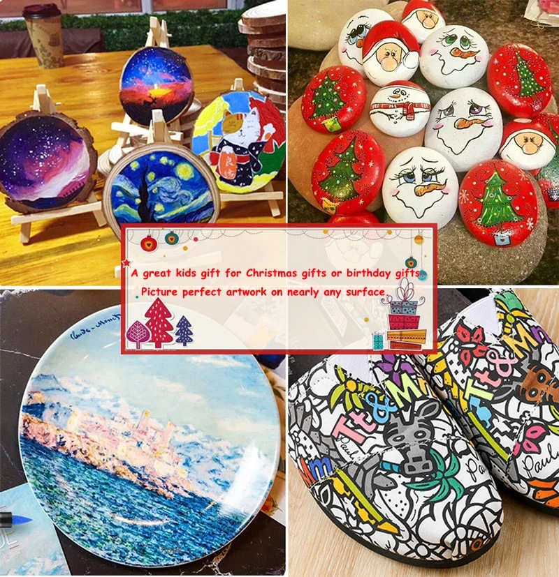 36 Colors Acrylic Paint Pens Brush Marker Pen for Rock Painting, Stone, Ceramic, Glass, Wood, Canvas ,DIY Art Making Supplies