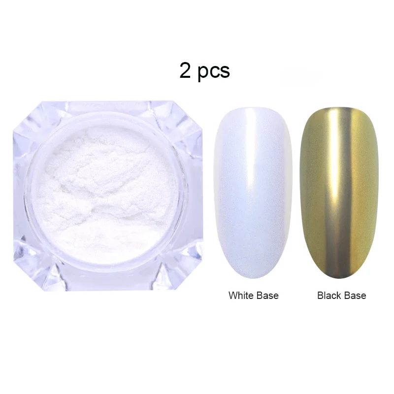 2pcs-Set 2 Яркие Блестки для ногтей порошок пыль хром пигмент пыль ослепительный салон микро Голографический лазерный порошок для DIY украшения для ногтей - Цвет: 2pcs-Set 2