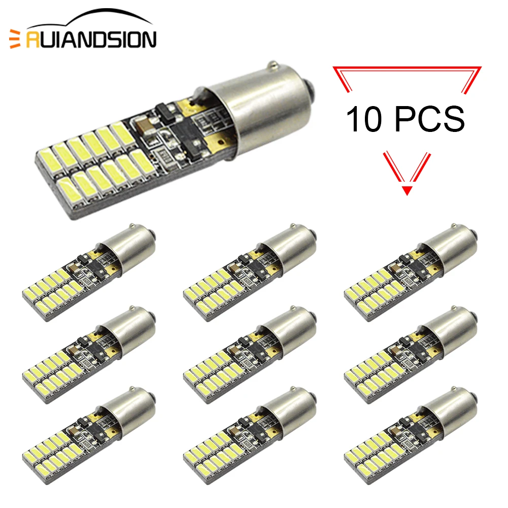 10x2 Вт BA9S светодиодная лампа Canbus 24 smd H21W BAX9S BAY9S T4W H6W Автомобильная 3014 с боковым