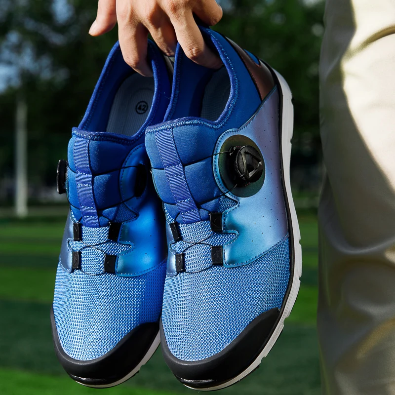 

Men Golf Shoes Breathable Cushioning Sneakers Lightweight Slip Resistant Sports Shoes Lights Outdoor Walking Trainer