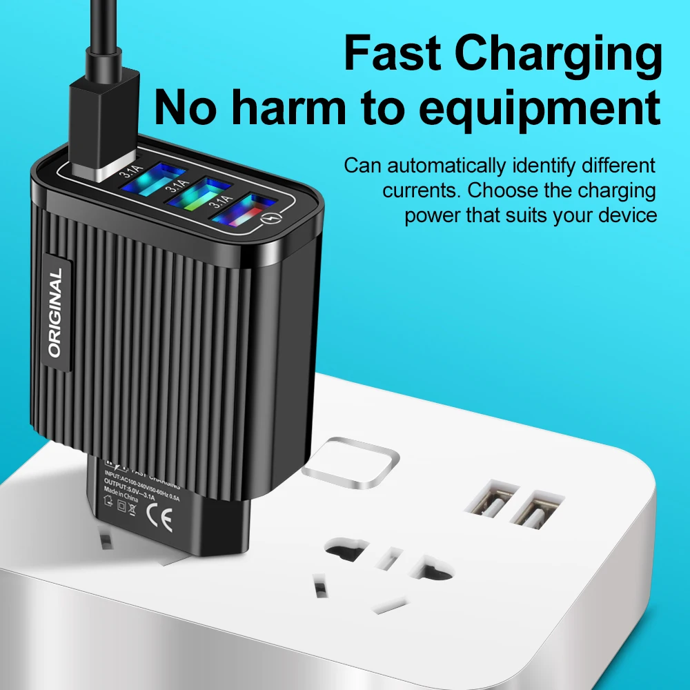 Сетевое зарядное устройство с несколькими usb-разъемами 5 В 3 1 А быстрая зарядка 0