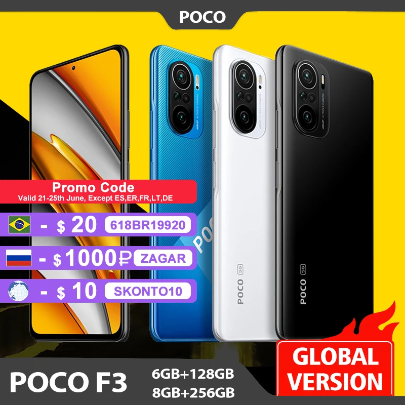 Глобальная версия POCO F3 NFC 5G 6 ГБ 128 ГБ/8 256 Гб Смартфон Snapdragon 870 Octa Core 67 &quot120 Гц E4