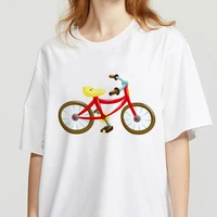 2020 summer women t shirt hand drawn bicycle printed tshirts casual tops tee harajuku 90s vintage white tshirt female clothing