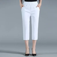 summer multicolor pants 2022 women capris pants female 4xl womens breeches high waist straight calf length pants