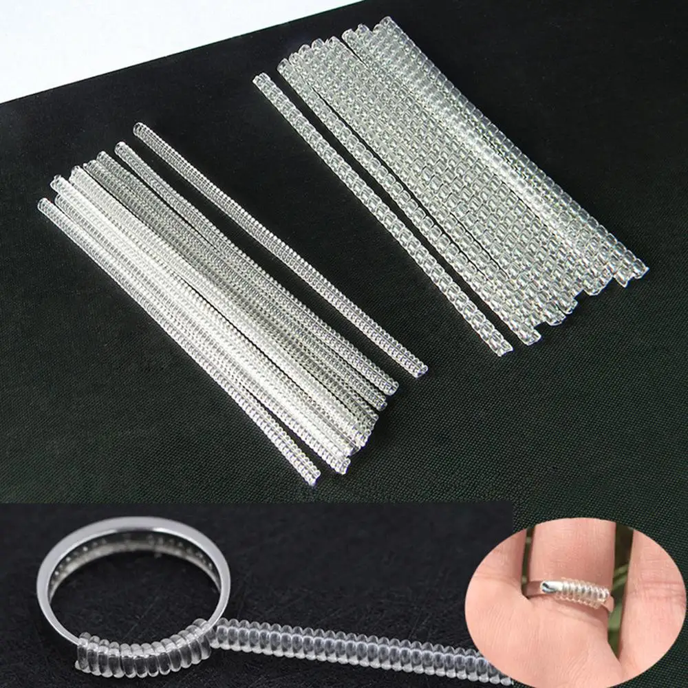 

6Pcs Transparent Spiral Based Ring Size Adjuster Guard Spring Coil Ring Size Tightener Reducer Resizing Tool For Jewelry