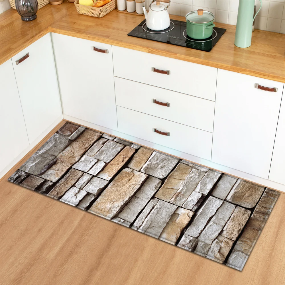 

Marble Kitchen Carpet Absorbent Mat Doormat for Entrance Door 3D Wood Grain Pattern Bedroom Hallway Long floor mat Anti-Slip Rug