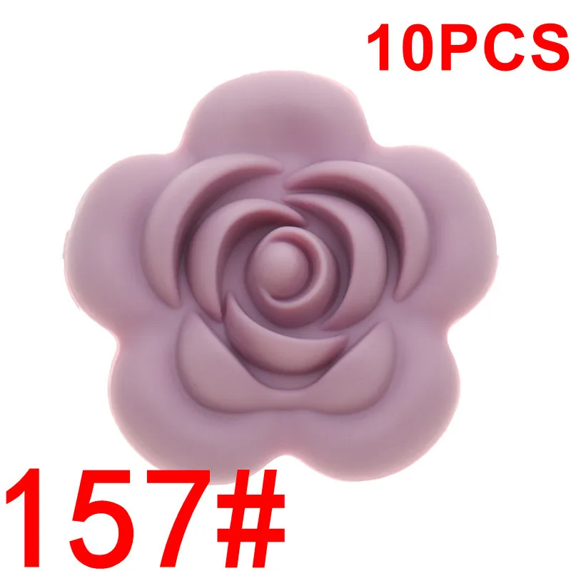 157 Pastel Lilac Fkisbox 10 шт. Силиконовые Розовые Детские зубные кольца BPA бесплатно цветок жемчуг бижутерия для прорезывания зубов DIY пустышка цепь очаровательные игрушки для кормления - Цвет: 157 Pastel Lilac