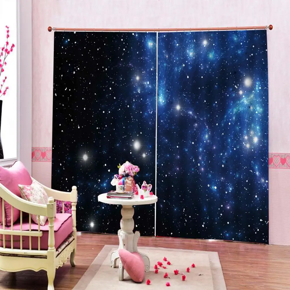 

blue curtains sky star curtains blackout curtains D Curtain Printing Blockout Polyester Photo Drapes Fabric For Room