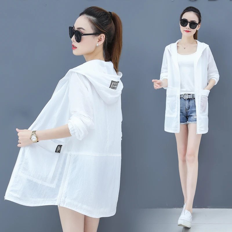 2020 летняя Солнцезащитная одежда Женская куртка с капюшоном модное тонкое пальто
