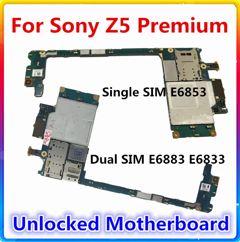 Материнская плата для Sony Xperia Z5 Premium E6853 с одной SIM картой E6883 E6833 материнская двумя