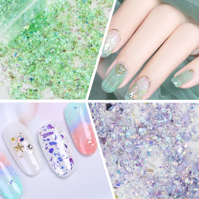 20 г/пакет ногтей Mylar хлопья радужные нерегулярная оболочка Бумага пайетками