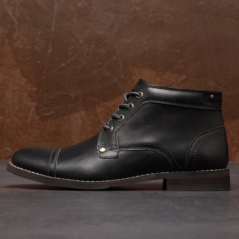 

Ligustel Men Martins Boots Genuine Leather Handmade Retro Brown Boots Man Casual Lace-up Quality Plus Size Shoes Free Shipping