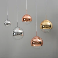 modern pendant lights silver mirror ball hanglamp globe glass led lamp kitchen living room bedroom home suspension luminaire