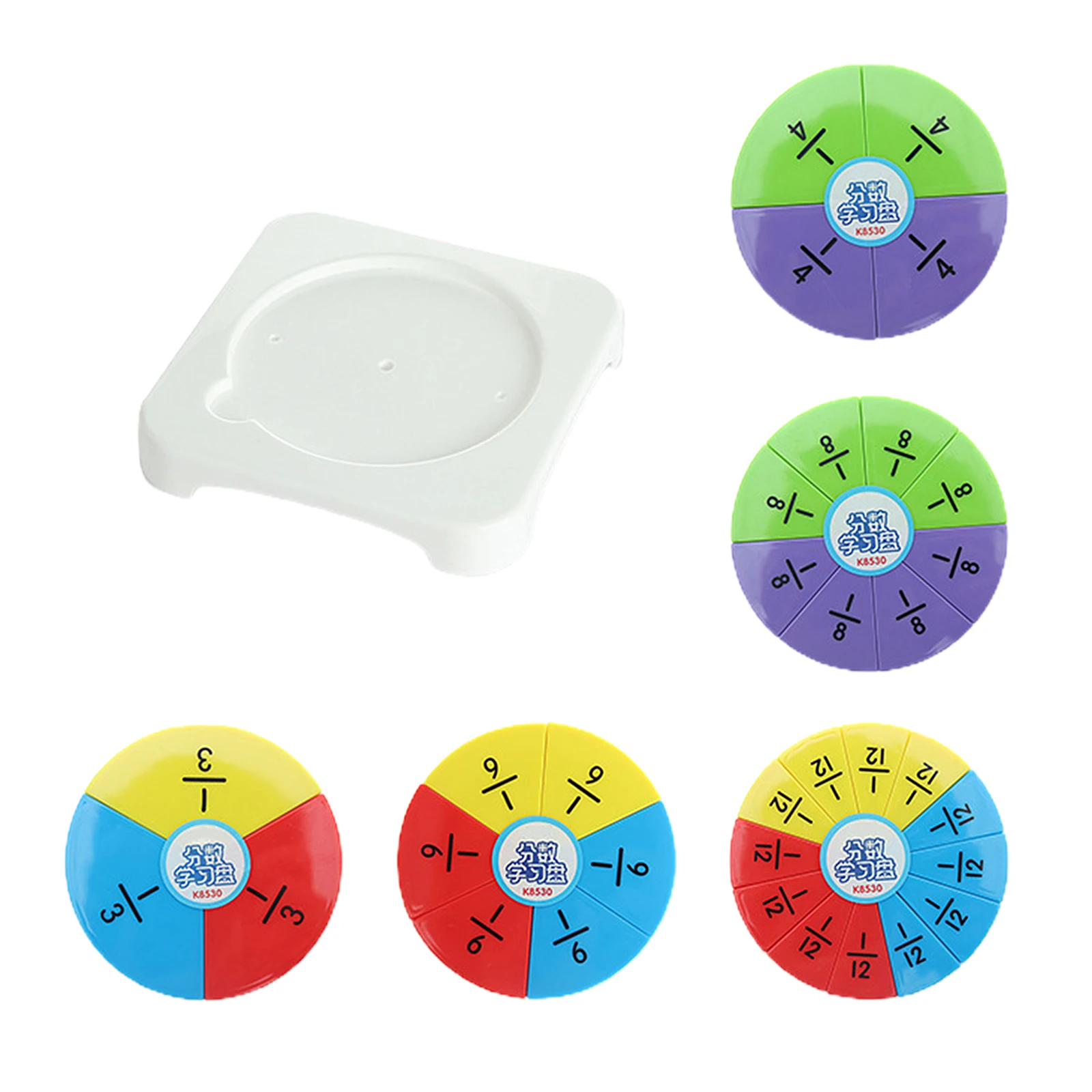 

Colorful Circular Fractions Card Counting Plate Kids Preschool Toy Gift