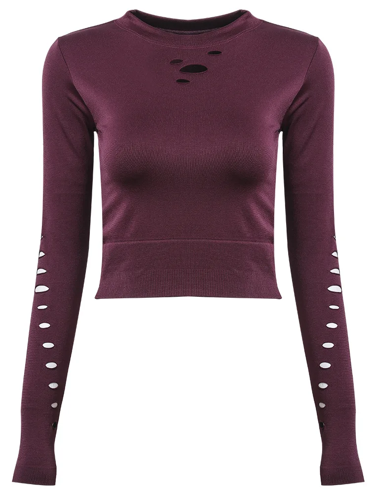 

New Yoga Wear Long Sleeve Women Slim and Thin Sexy Mesh Sports T-Shirt Running Workout Clothes