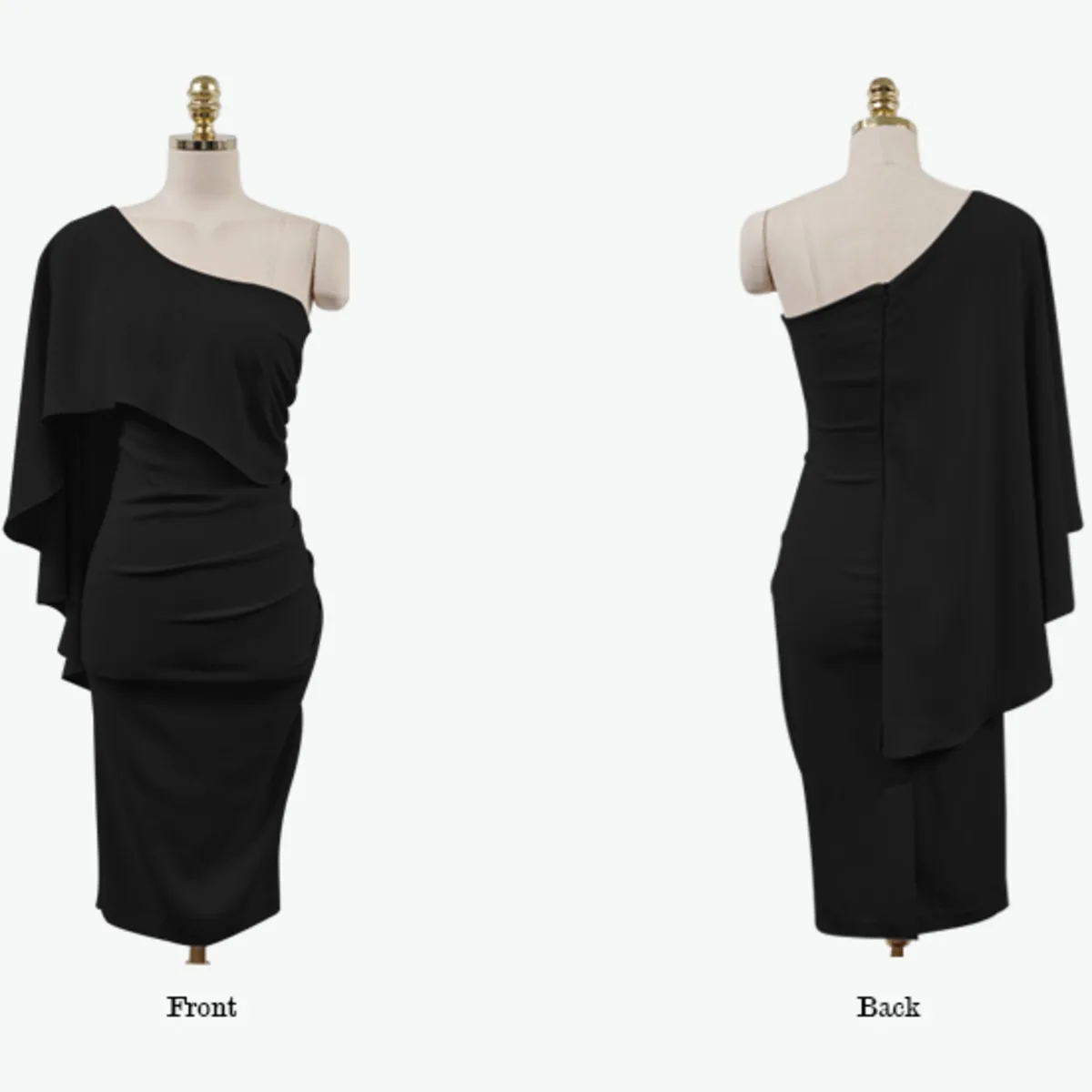 

BacklakeGirls New Celebrity One Shoulder Cocktail Dress Caped Sleeve Elegant Evening Party Dress Slim Bodycon Dress With Shawl