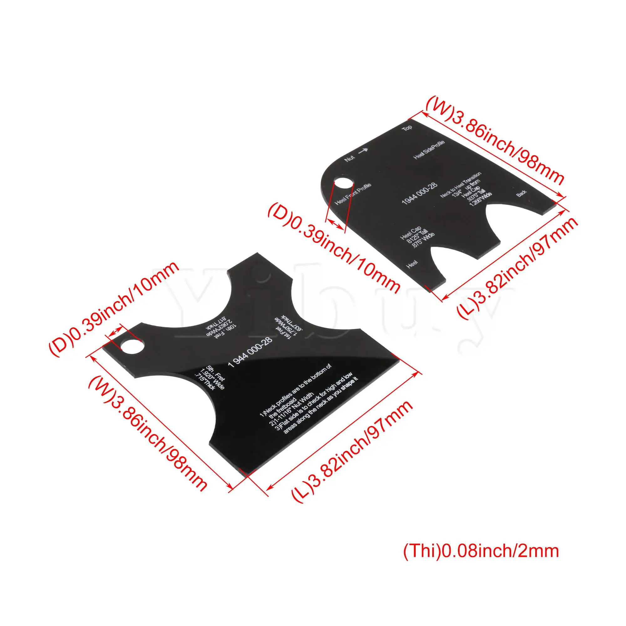 

Yibuy Instrument Guitar Neck Shape Plastic Templates Accessories 1944 000-28