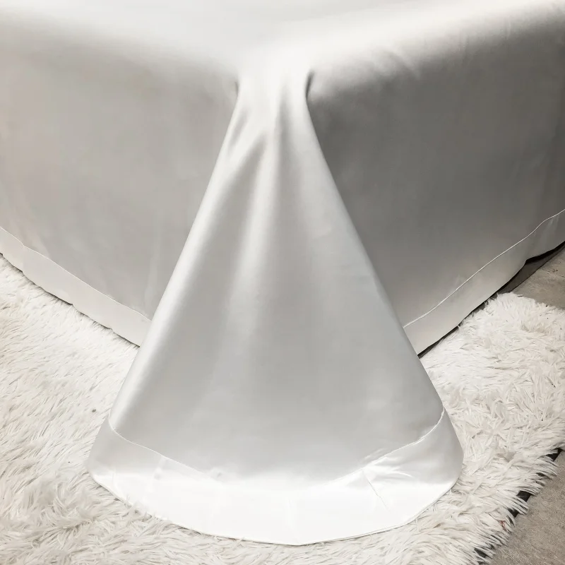 White Satin Washed Silk/Cotton Bedding Set Luxury Palace Gold Embroidery Duvet Cover Flat/Fitted Sheet Pillowcases Home Textiles | Дом и сад