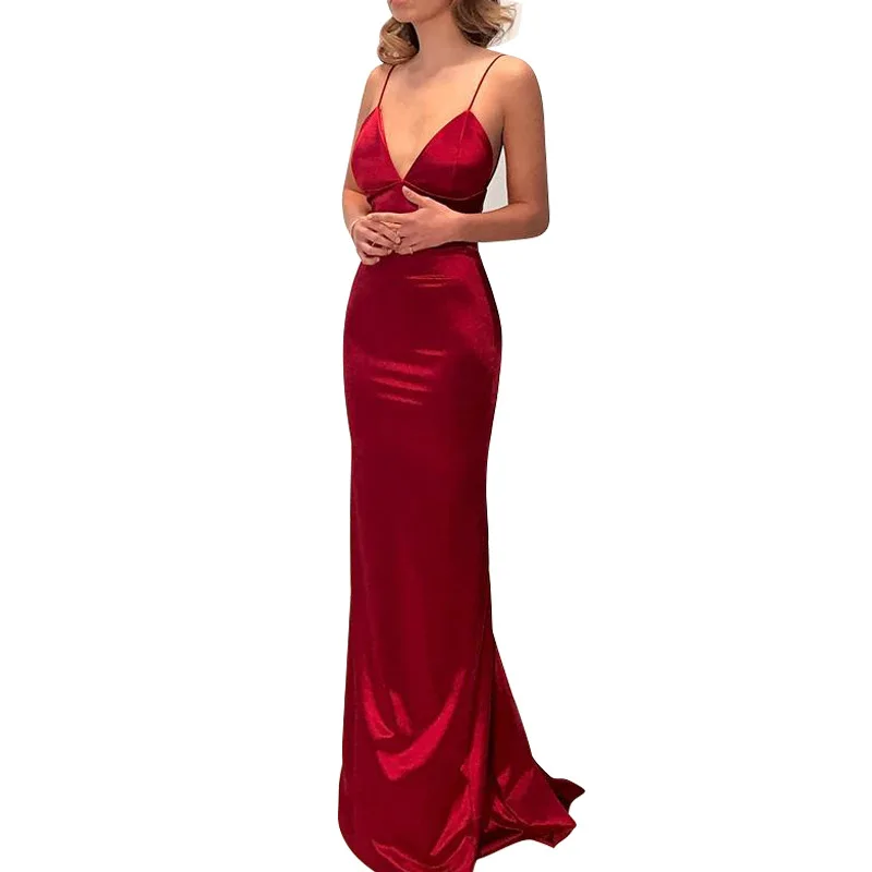 

2021 Sexy fashion Summer Sleeveless Straps Dress Women Dresses Low Chest Backless v Neck Party Dress Evening Dresses