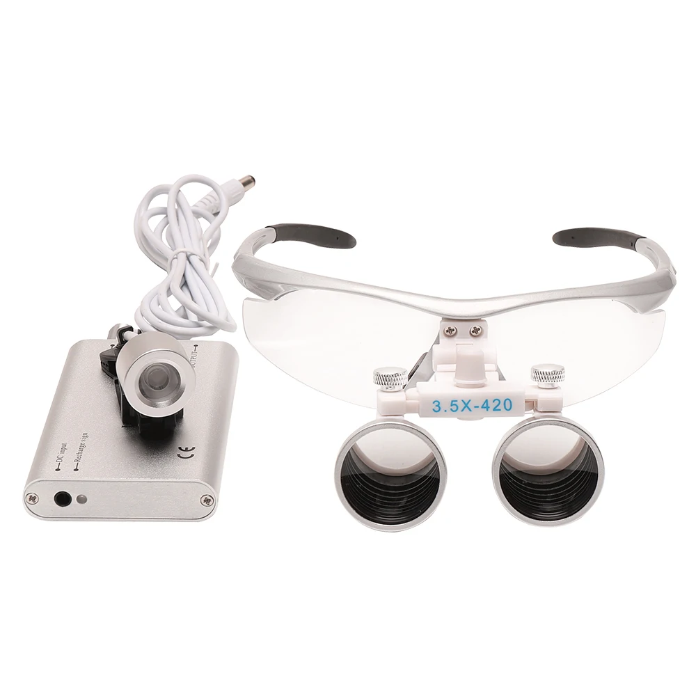 

3.5X Magnification Binocular Dental Loupe Surgery Surgical Magnifier with Headlight LED Light Medical Operation Lamp Loupe