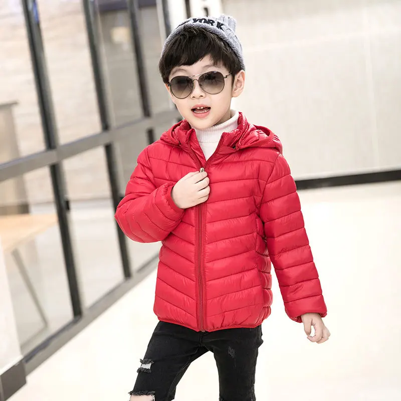 red hooded Детская куртка Весенняя верхняя одежда осеннее теплое пуховое пальто с капюшоном для мальчиков и девочек парка для подростков детская зимняя куртка парки для детей от 2 до 15 лет - Цвет: red hooded