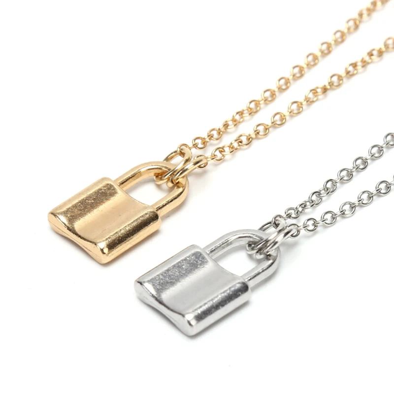 

1PCS Rock Choker Lock Necklace Layered Chain Lock Pendant Padlock Charm Necklace Chain Women Jewelry Gift Choker Punk