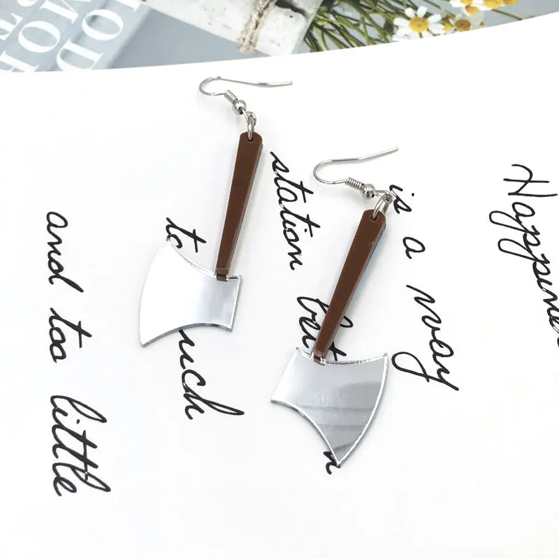 Супер забавные акриловые висячие серьги с топором модные длинные кисточки