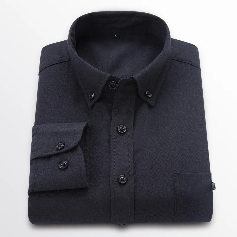 Оксфорд Новое поступление Брендовые мужские рубашки с длинным рукавом цельные