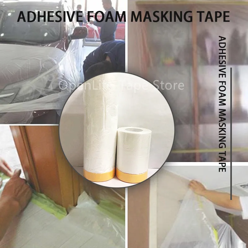 Portable Folded Overspray Protective Sheeting Oil Painting Masking Film Dust Cover Plastic Film Barrier Paint Block 50ft/82ft
