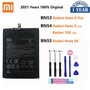 100% Original Xiao Mi BN53 BN54 BN55 Phone Battery For Xiaomi Redmi
note 9 Pro 9S 10X 4G 5G Replacement Batteries Bateria