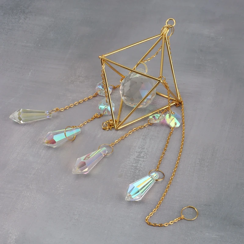 Promotion! Crystal Sun Catcher Rainbow Prism Window Gold Plated Celestial Suncatcher Boho & Moon With |