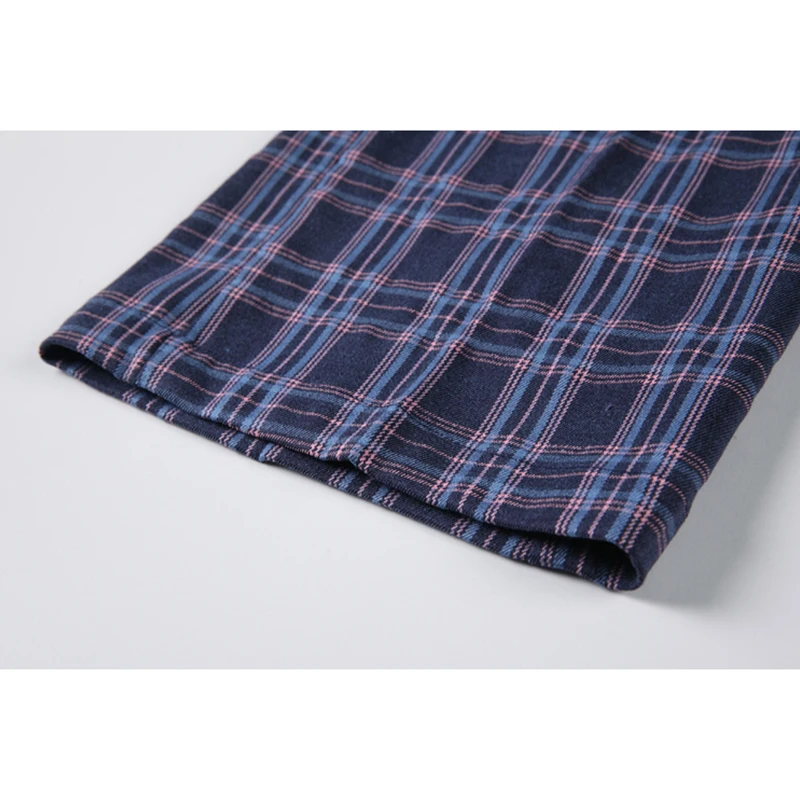 

Harajuku Wide Leg Overalls Pants Purple Plaid Vintage Streetwear Pocket Design High Waist Elastic Trousers Loose Casual Female