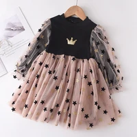 menoea girls party dresses 2022 spring style toddler girl fall clothes children long sleeve star pattern design princess drsses