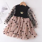 MenoeaВечерние платья для девочек 2022 г. Весенняя стильная осенняя одежда для маленьких девочек Детские дизайнерские платья принцессы с длинными рукавами и рисунком звезды