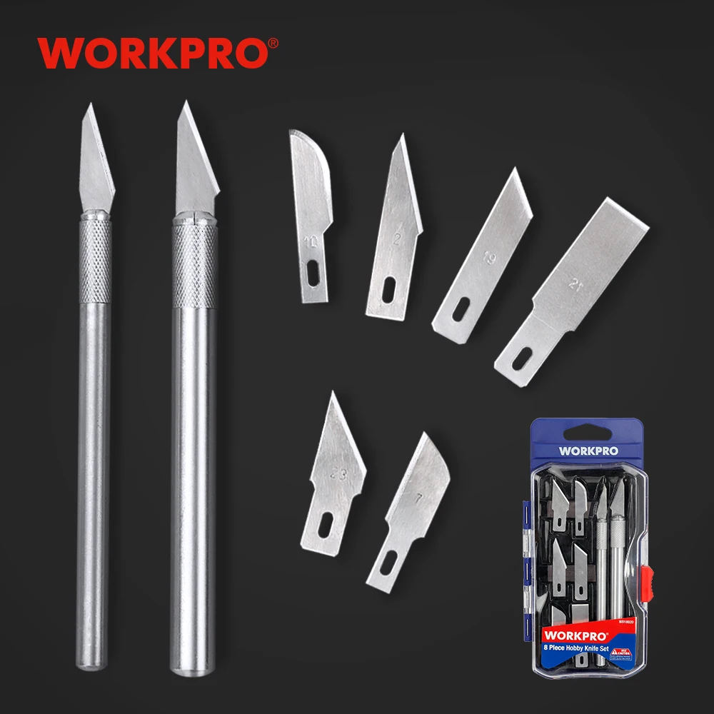WORKPRO 8 шт. гравировальные ремесленные ножи резьба Ножи хобби комплект Портативный