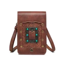 womens crossbody bags pu leather handbag 2021 female shopper purse fashion punk style geometric pattern rivet mobile phone bags