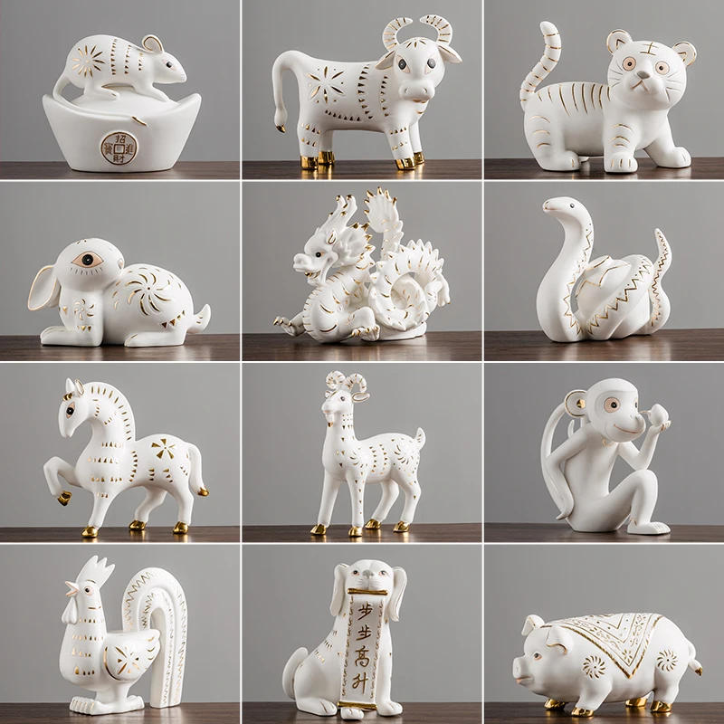 

crafts Dog pig artefacts ceramic zodiac animal features ox office zodiac signs opens to chicken Ox sheep mini cute cartoon