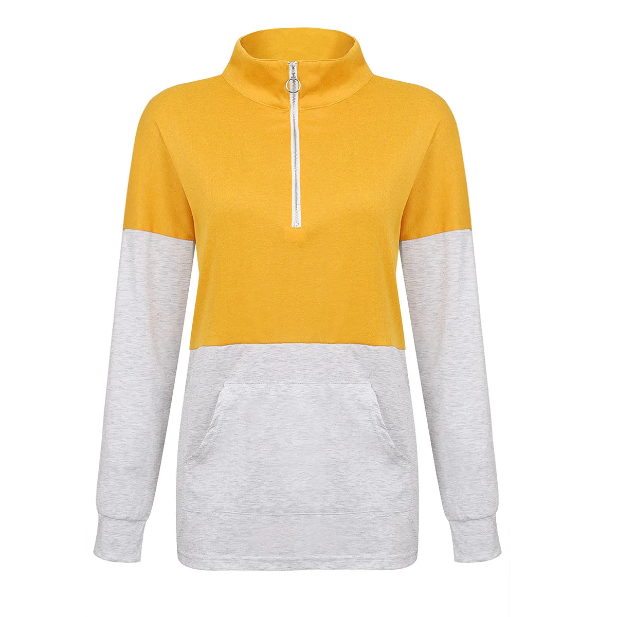 

newan style patchwork color block woman sweatshirt spring autumn pullover long sleeve turtleneck female sweatshirt