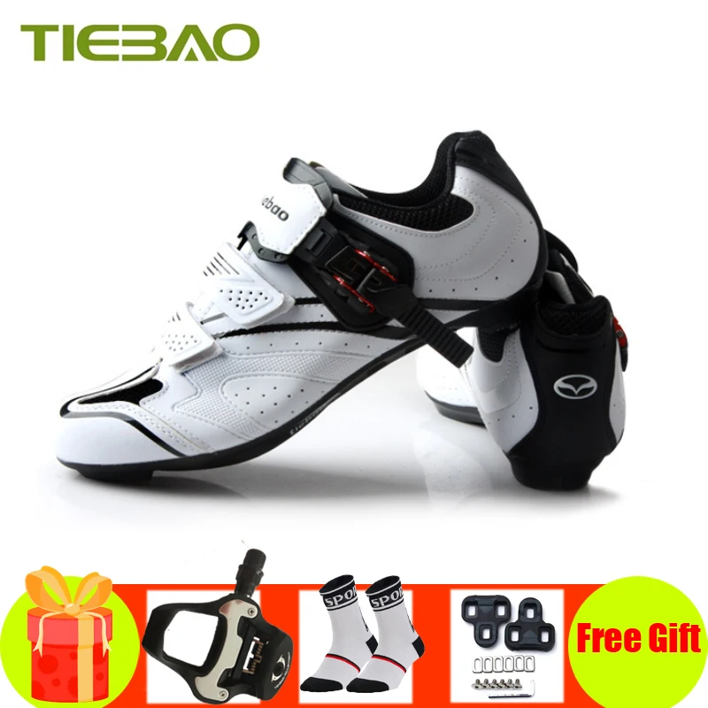 Tiebao Cycling Shoes Road Sapatilha Ciclismo Men Women White Superstar Self-Locking Breathable Sneaker Bicycle Riding Shoes