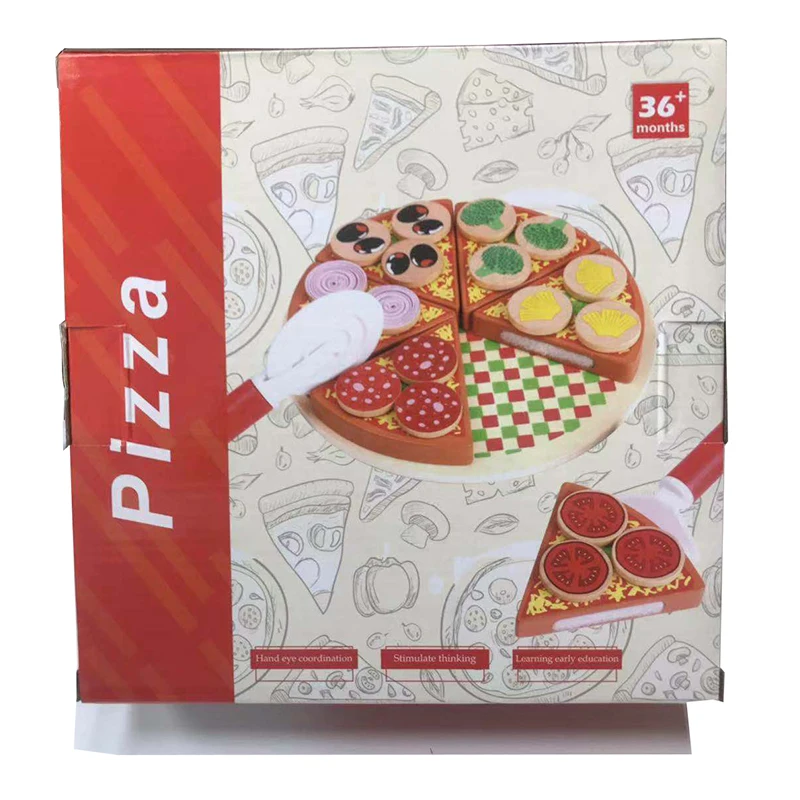 

Montessori Children Kitchen Cutting Toy Pizza Fruit Slices Bread Fast Food Pretend Play Wooden Tableware Kids Education Toy Gift