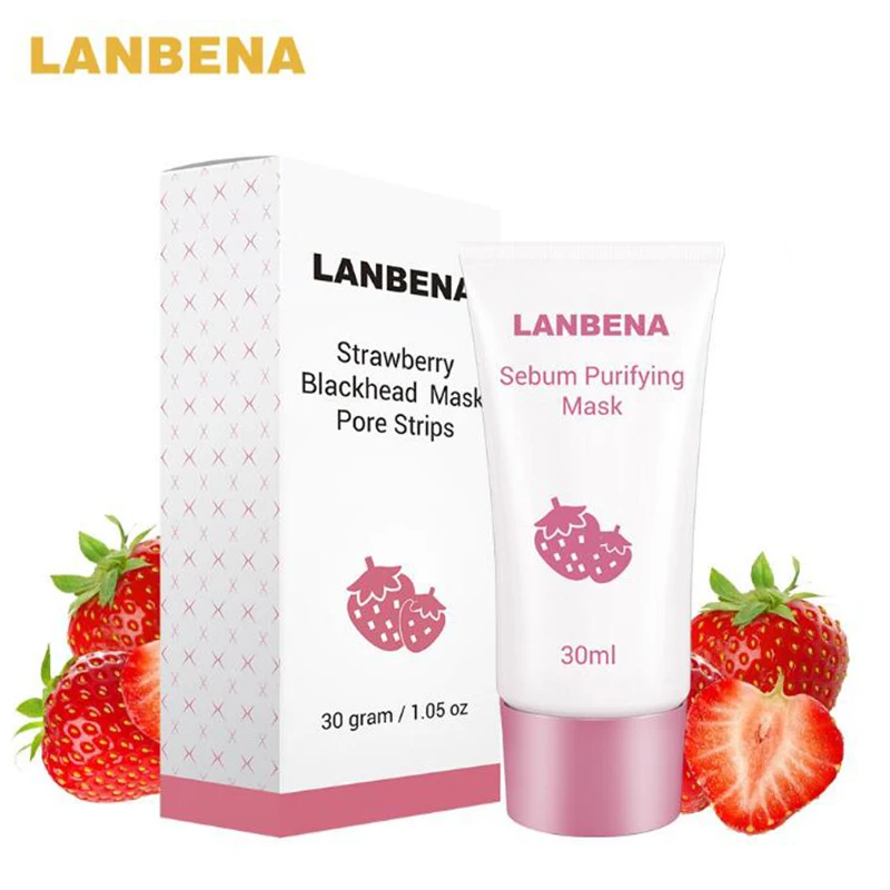 От черных точек на носу Lanbena Клубничная маска для Lambena против полоски удаления