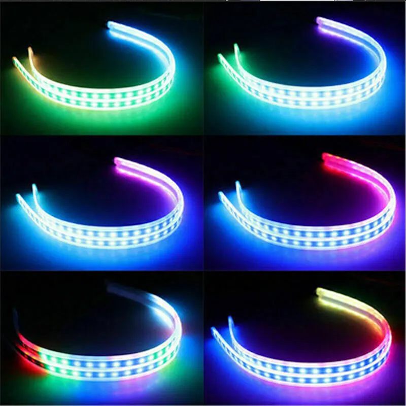 2 шт. DRL светодиодный Универсальный водонепроницаемый гибкий RGB дневный ходовой