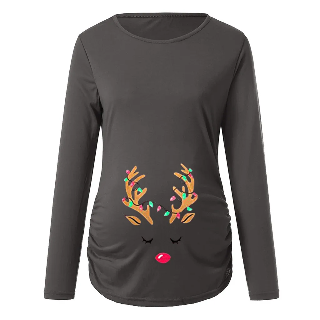 Женская рубашка для беременных на весну и осень Рождественский топ с длинными