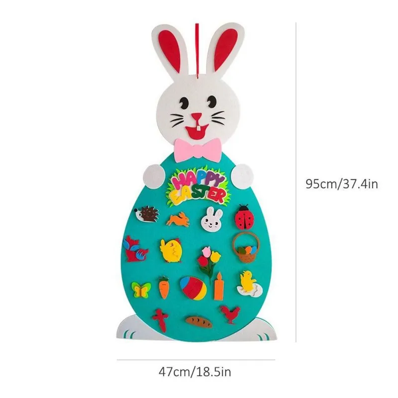 

Easter Felt Bunny Decorations Door Wall Hanging Puzzle DIY Set With Detachable Ornaments Festival Kids Gifts Home Ornaments #