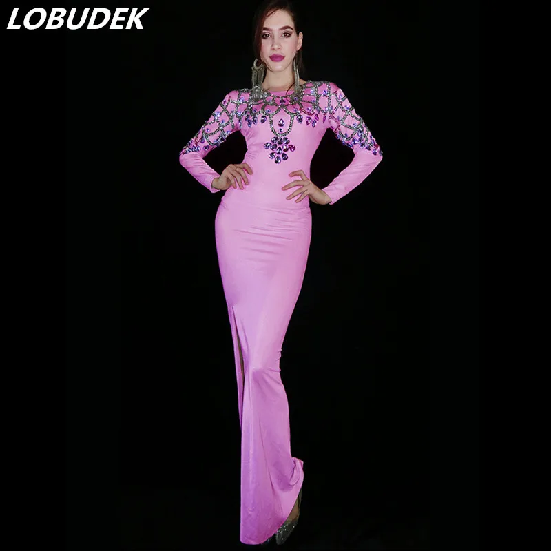 Модное Длинное Платье для дня рождения выпускного вечера свадьбы розовые