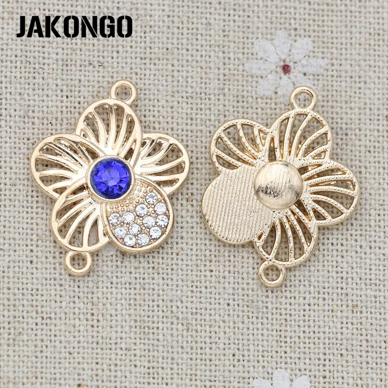 

5PCS Gold Color Purple Crystal Flower Connectors for Jewelry Making Bracelet Findings Accessories DIY Craft 22x28mm